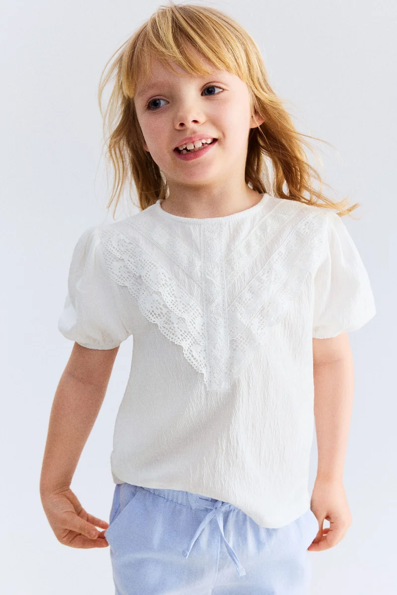 H&M Lace-detail cotton blouse