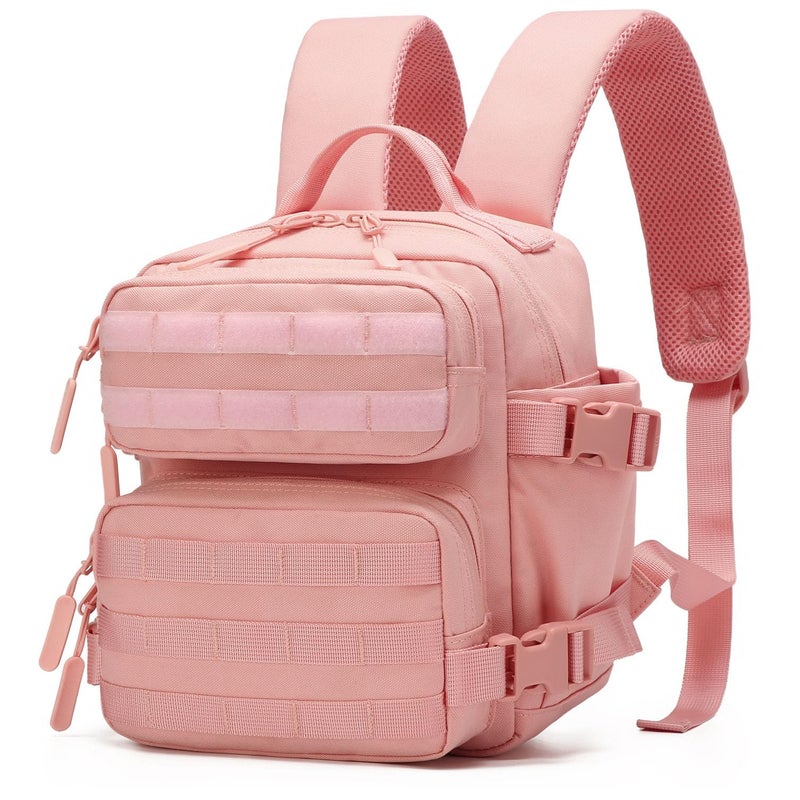 ONE WVW PIN Mini Tactical Backpack for Women, Small Gym Backpack 9L Molle Bag for Woman of Travel, Camping Hiking Sports Running(Pink) - Image 1