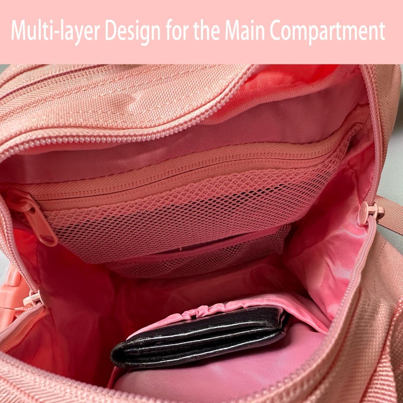 ONE WVW PIN Mini Tactical Backpack for Women, Small Gym Backpack 9L Molle Bag for Woman of Travel, Camping Hiking Sports Running(Pink) - Image 4