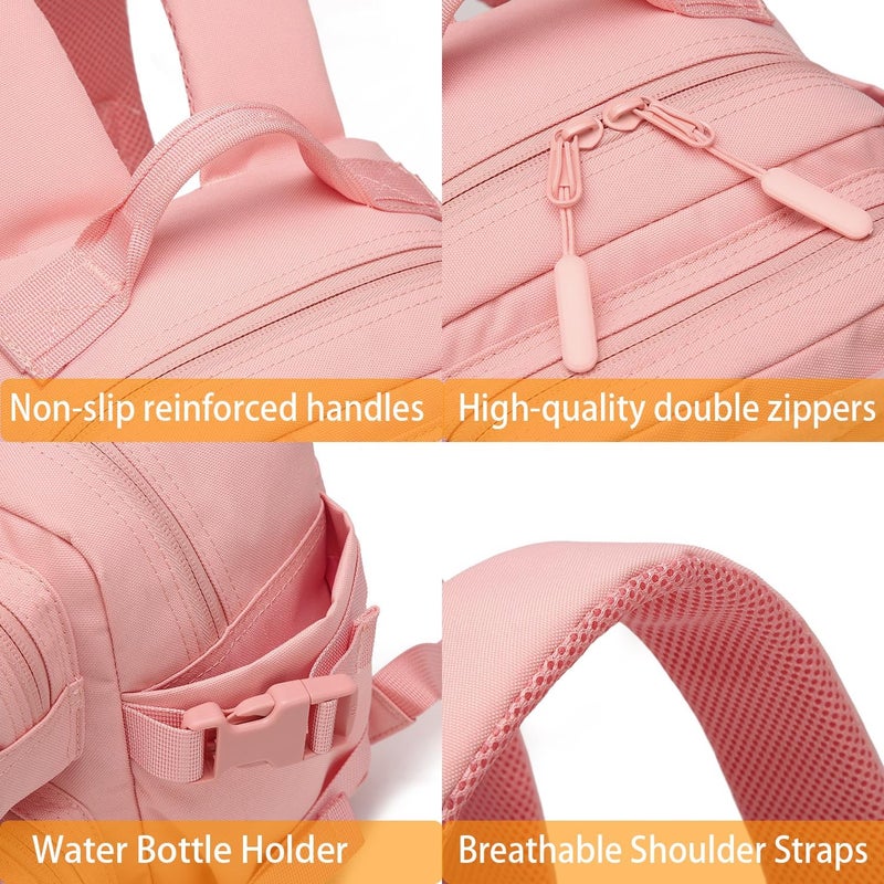 ONE WVW PIN Mini Tactical Backpack for Women, Small Gym Backpack 9L Molle Bag for Woman of Travel, Camping Hiking Sports Running(Pink) - Image 3