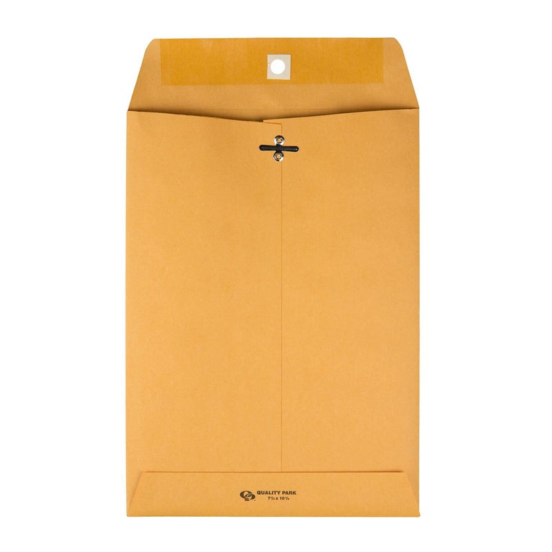 Quality Park Gummed Kraft Clasp Envelopes, 7.5 x 10.5, Box of 100 (37875), Light Brown - Image 2