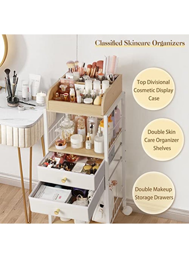 SOLIMINTR Makeup Organizer Floor Skincare Organizers Make Up Organizers and Storage with Drawers Vanity Organizer Cosmetics Display Cases Holder for Skin Care Nail Polish Perfume Makeup brush Hair Tool - Image 3