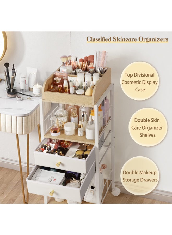 SOLIMINTR Makeup Organizer Floor Skincare Organizers Make Up Organizers and Storage with Drawers Vanity Organizer Cosmetics Display Cases Holder for Skin Care Nail Polish Perfume Makeup brush Hair Tool - Image 4