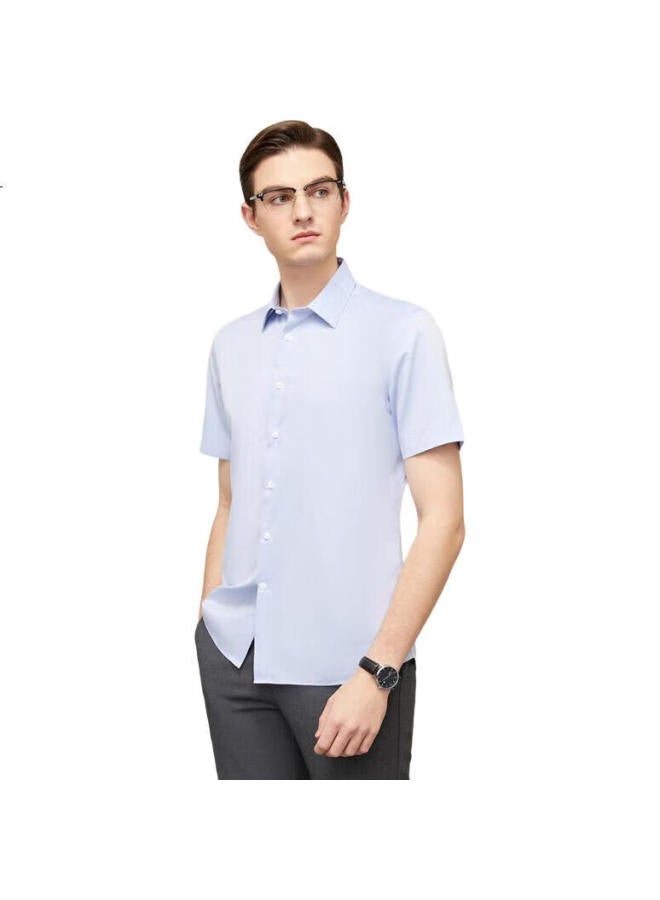 YOUNGOR Men'S Shirt Summer Youth Business, Easy-Care, High-Woven High-End Short-Sleeve Shirt, Light Blue, Size 42 - Image 3