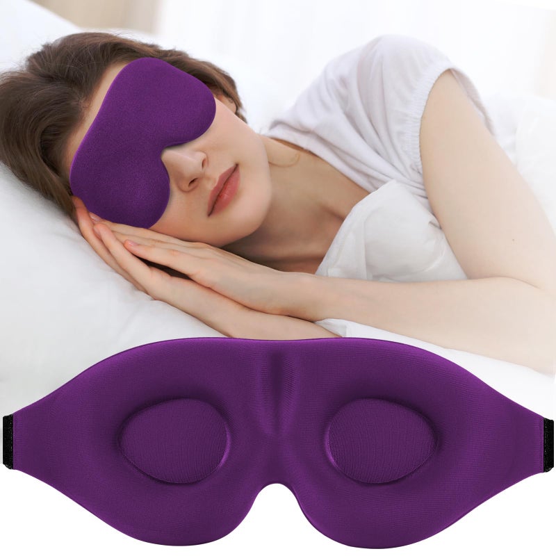 ZGGCD Sleep Mask for Side Sleeper, Light Blocking Sleeping Eye Mask for Women Men, 3D Contoured Cup Night Blindfold, Luxury Eye Cover Eyeshade with Adjustable Strap for Travel, Nap, Purple - Image 1