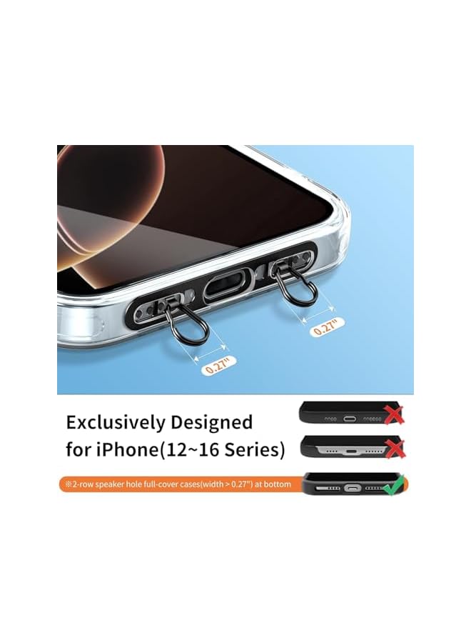 Green Tiger Stainless Steel Phone Tether Tab - Thin Metal Lanyard Patch with Dual Rings for iPhone & Smartphones Anti-Drop Design Champagne Gold & Black, One Size - Image 5