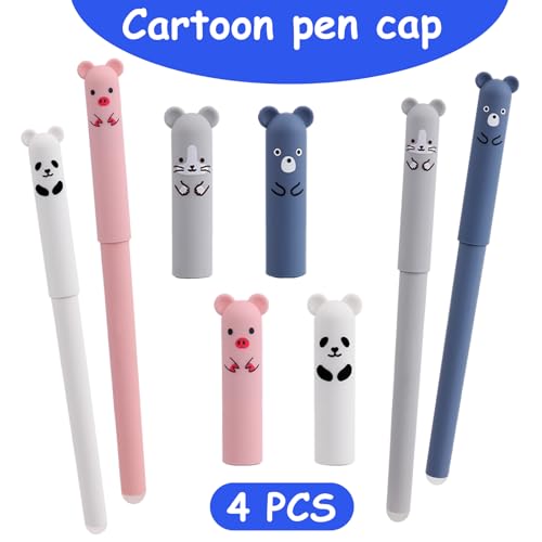 RIANCY 0.5mm Erasable Gel Pens,12 Pack Cute Cartoon Animal Rollerball Gel Ink Pens Refillable Pens for Adult Writing Calligraphy Note Taking (Refill Blue) - Image 4