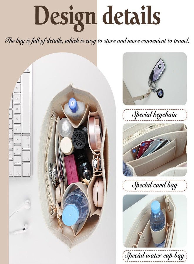 Lckaey organizer insert for Long champ Le Pliage -Lightweight felt purse organizer insert compatible with more tote bag 031khaki-M - Image 2