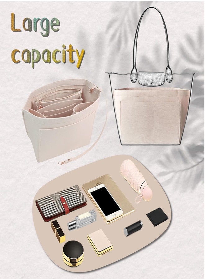 Lckaey organizer insert for Long champ Le Pliage -Lightweight felt purse organizer insert compatible with more tote bag 031khaki-M - Image 5