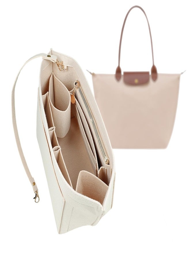 Lckaey organizer insert for Long champ Le Pliage -Lightweight felt purse organizer insert compatible with more tote bag 031khaki-M - Image 1