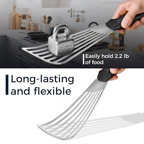 MUJINON Fish Spatula 18/8 Stainless Steel, Thin Long Flexible 12.5-in Metal Spatula Fish Turner Brushed Kitchen Utensil for Outdoor Grilling Daily Barbeque, Dishwasher Safe - Image 5