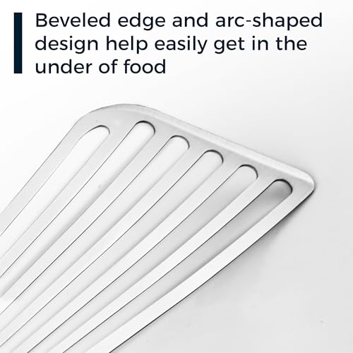 MUJINON Fish Spatula 18/8 Stainless Steel, Thin Long Flexible 12.5-in Metal Spatula Fish Turner Brushed Kitchen Utensil for Outdoor Grilling Daily Barbeque, Dishwasher Safe - Image 3