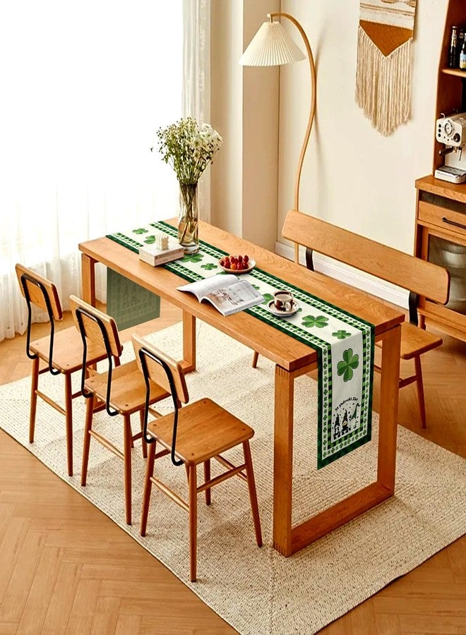 Rotumaty St Patricks Day Table Runner, Gnome Shamrock Buffalo Plaid Decorations for Table Green Home Decor for Kitchen Dining Table Party Ornaments 13 × 72 Inch - Image 4