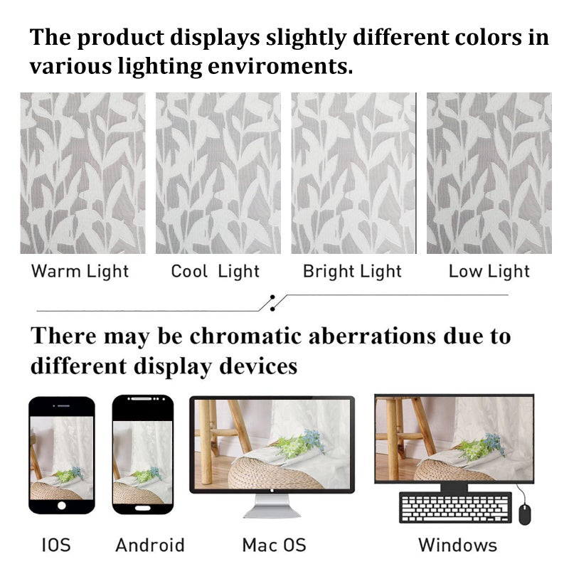 Lecloud Leia Sheer Ivory Window Curtains for Kitchen 14 Inch Length 2 PCS, Dual Rod Pockets Window Living Room Curtain Valance, Jacquard Clip Textured Leaf Short Bedroom Drapes, 40 W x 14 L - Image 5