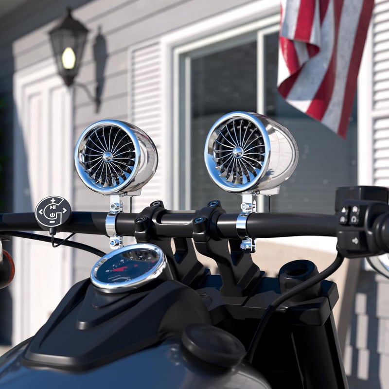 GoHawk Bluetooth Motorcycle Speakers with Amplifier, Wired Control, FM Radio, 4 Inch Weatherproof Speakers Great for Use with ATVs/Motorcycles - Image 4