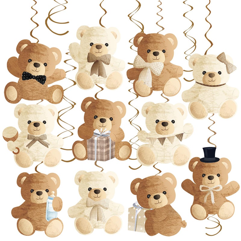 umoni Bear Hanging Swirls Teddy Bear Baby Shower Decorations 15Pcs Teddy Bear Hanging Decor Cute Bear Swirls Ceiling Streamer We Can Bearly Wait Party Decorations for Bear Theme Baby Shower Supplies - Image 1