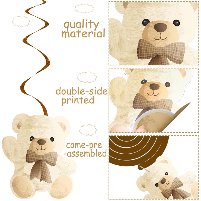 umoni Bear Hanging Swirls Teddy Bear Baby Shower Decorations 15Pcs Teddy Bear Hanging Decor Cute Bear Swirls Ceiling Streamer We Can Bearly Wait Party Decorations for Bear Theme Baby Shower Supplies - Image 5