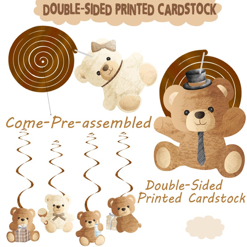 umoni Bear Hanging Swirls Teddy Bear Baby Shower Decorations 15Pcs Teddy Bear Hanging Decor Cute Bear Swirls Ceiling Streamer We Can Bearly Wait Party Decorations for Bear Theme Baby Shower Supplies - Image 4