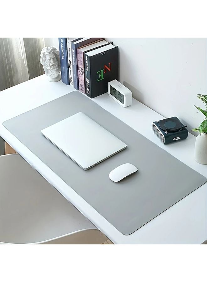 Grey Large Anti Slip Faux Leather Desk Mat Waterproof Stain Resistant Mouse Pad 60x30 cm - Image 1