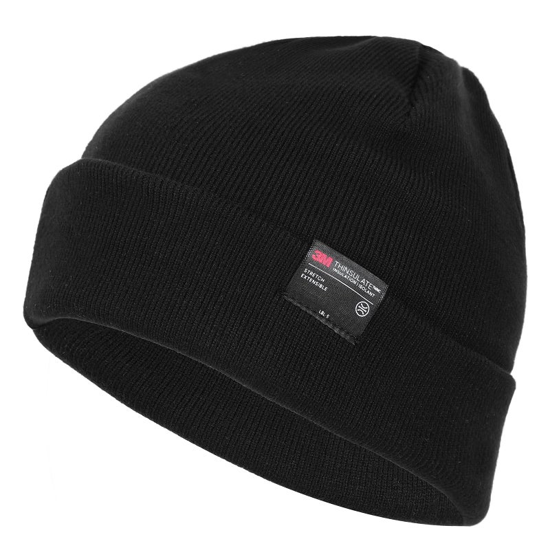MOREOK Knit Cuffed Beanie Hats for Men Women-3M Thinsulate Winter Snow Ski Warm Skull Hat Cap with Fleece Liner -Blackï¼ˆSmall-Largeï¼‰ - Image 1