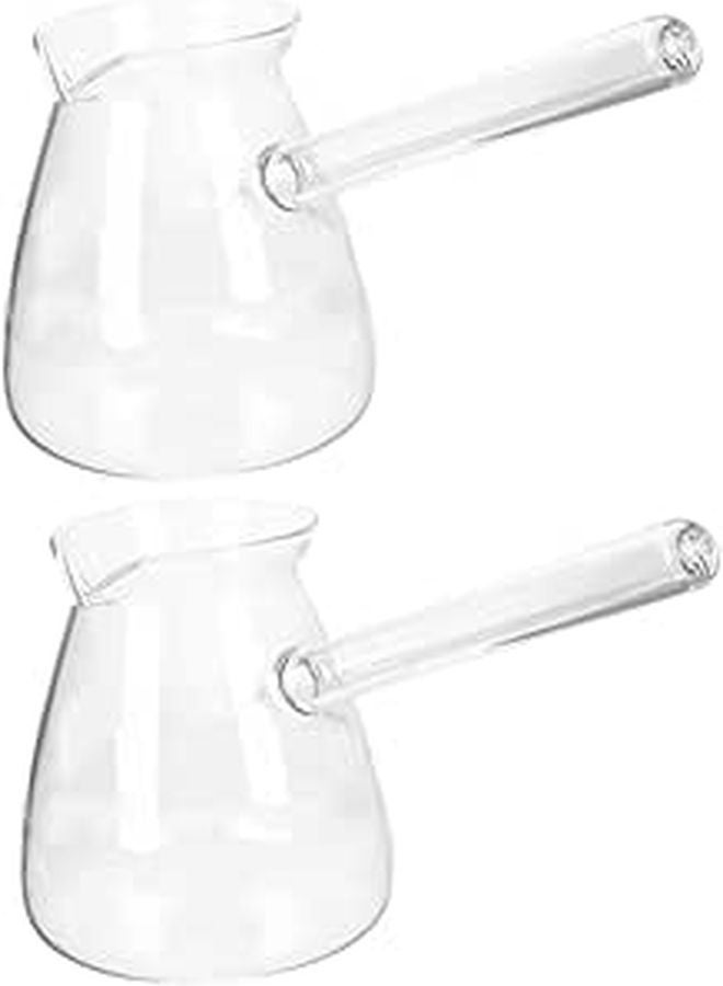 2Pcs Transparent Borosilicate Glass Stovetop Tea Pot With Side Handle Heat Resistant Milk Heating Coffee Kettle - Image 1