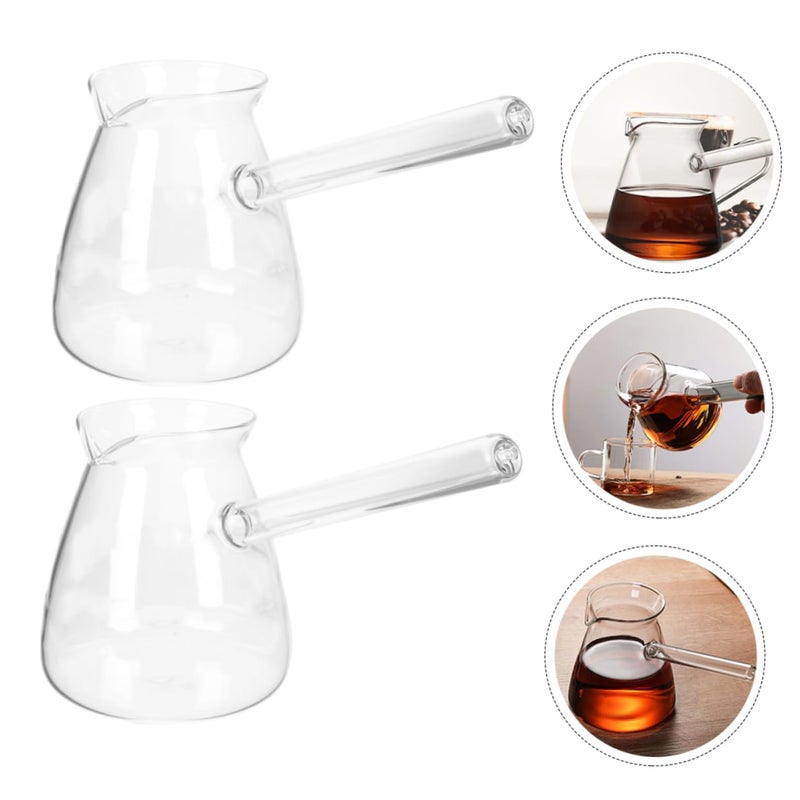 2Pcs Transparent Borosilicate Glass Stovetop Tea Pot With Side Handle Heat Resistant Milk Heating Coffee Kettle - Image 5