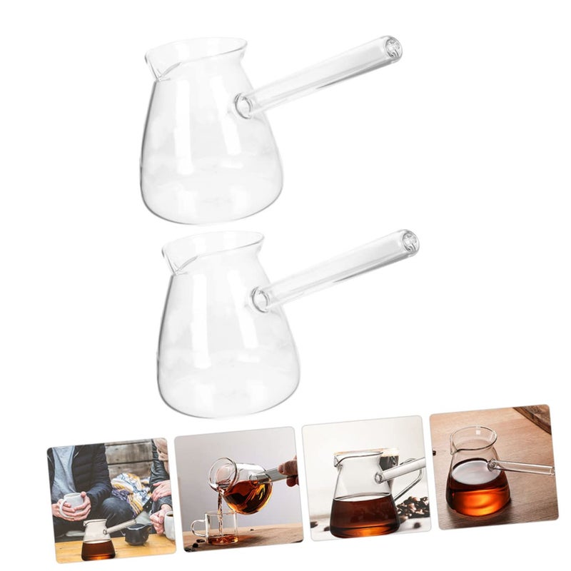 2Pcs Transparent Borosilicate Glass Stovetop Tea Pot With Side Handle Heat Resistant Milk Heating Coffee Kettle - Image 3