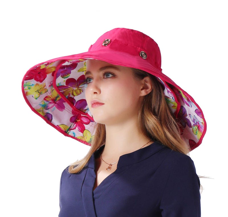 iHomey Packable Extra Large Brim Floppy Sun Hat Reversible UPF 50+ Beach Sun Bucket Hat - Image 3