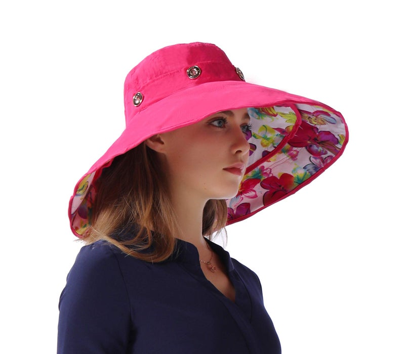 iHomey Packable Extra Large Brim Floppy Sun Hat Reversible UPF 50+ Beach Sun Bucket Hat - Image 2