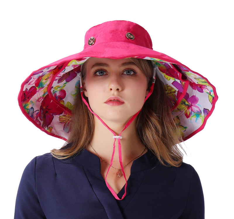 iHomey Packable Extra Large Brim Floppy Sun Hat Reversible UPF 50+ Beach Sun Bucket Hat - Image 1