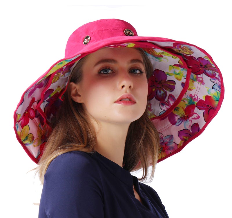 iHomey Packable Extra Large Brim Floppy Sun Hat Reversible UPF 50+ Beach Sun Bucket Hat - Image 5