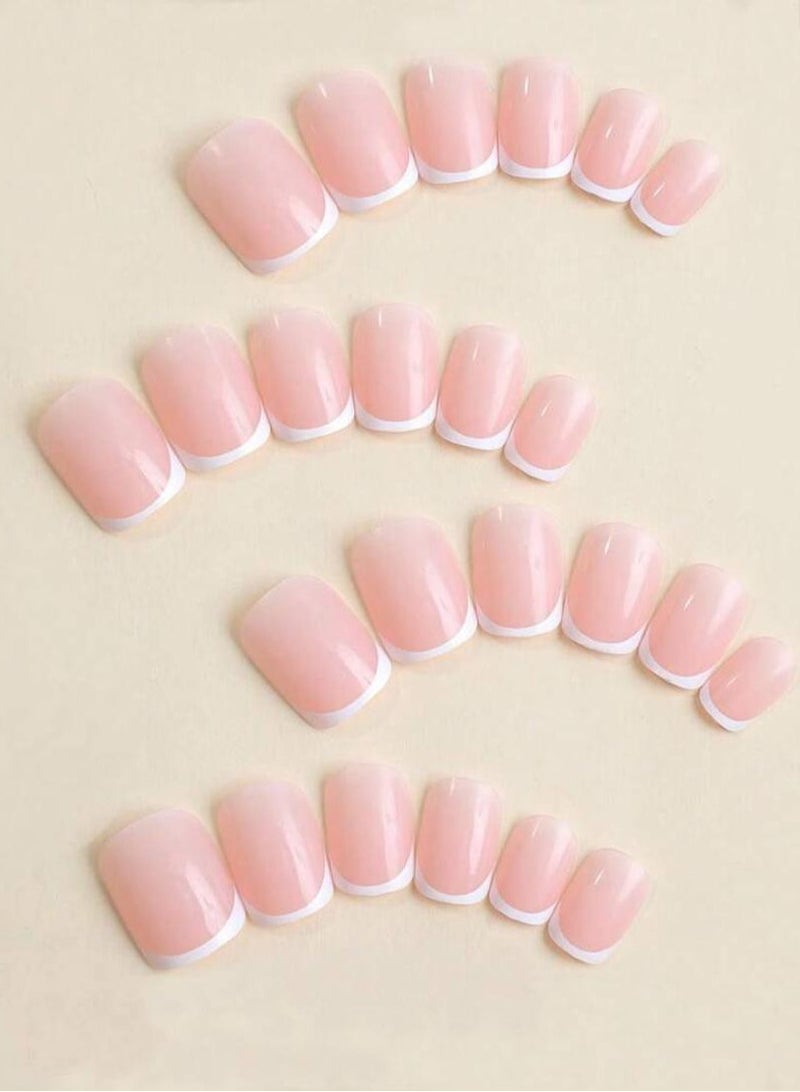 Tuline Pink white French nails, French nails, 24 pieces - Image 2