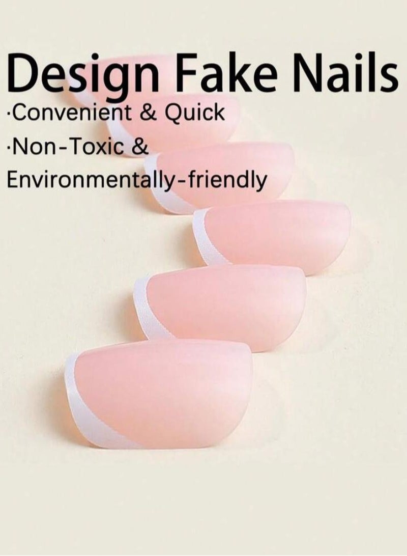Tuline Pink white French nails, French nails, 24 pieces - Image 3