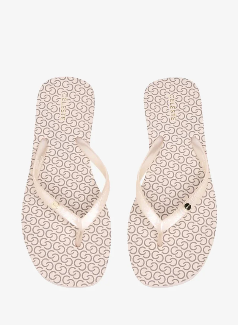 Celeste Women's Monogram Print Thong Slippers