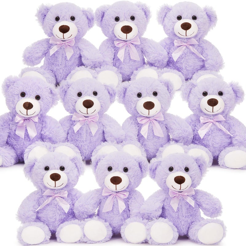 MaoGoLan Bulk Teddy Bear Baby Shower  10 Packs Small Teddy Bear Stuffed Animals in Bulk 13.5 "" Small Stuffed Bears Plush for Wedding Birthday Christmas  Party Decorations Purple - Image 5