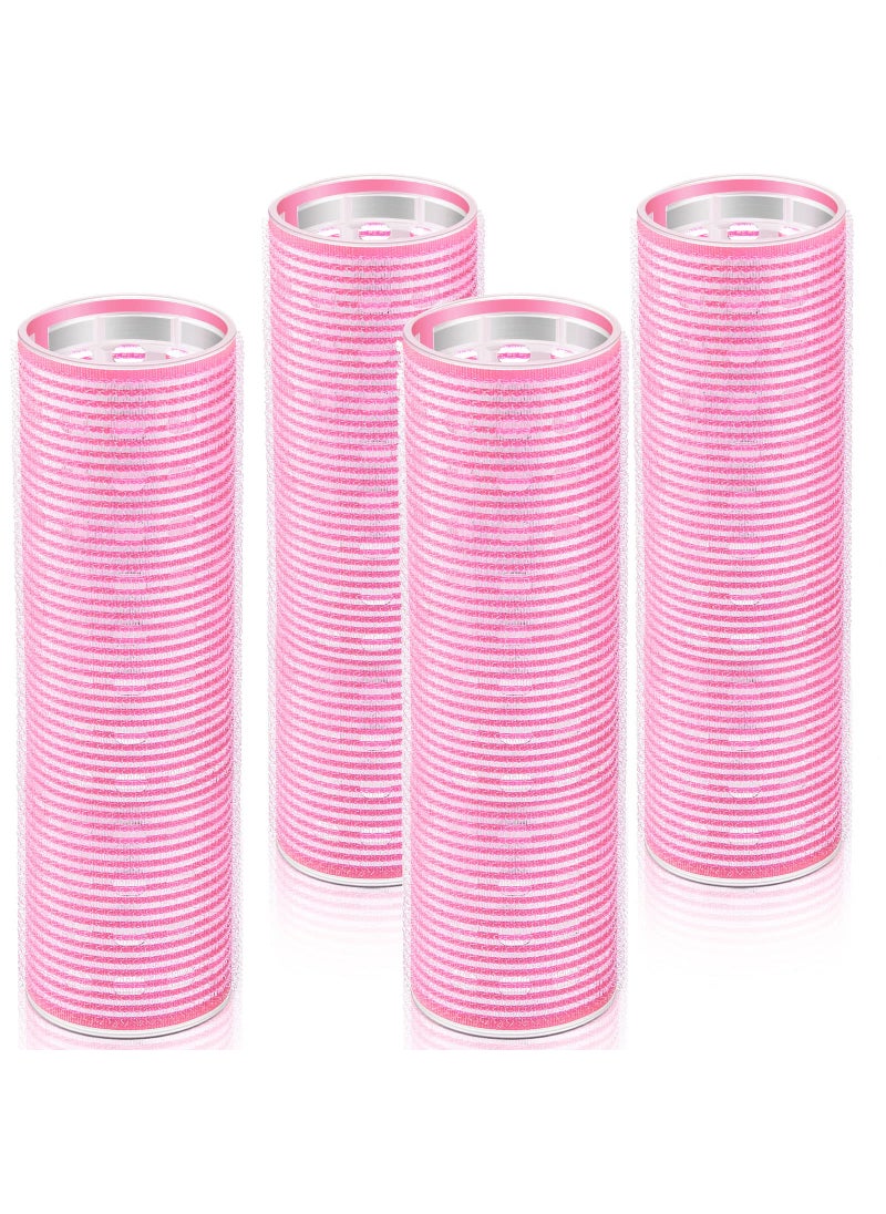 WILLBOND WILLBOND 4 Pcs Long Hair Rollers for Bangs Aluminum Core Curlers Thermal Self Grip Roller for Long and Medium Hair Women Hairstyle41 x 12 InchLight Pink 