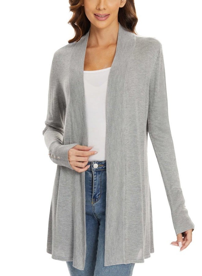ROW 8 ROW Cardigan for Women Dressy Casual Long Sleeve Open Front Knit Cardigan Sweaters Light Grey - Image 4