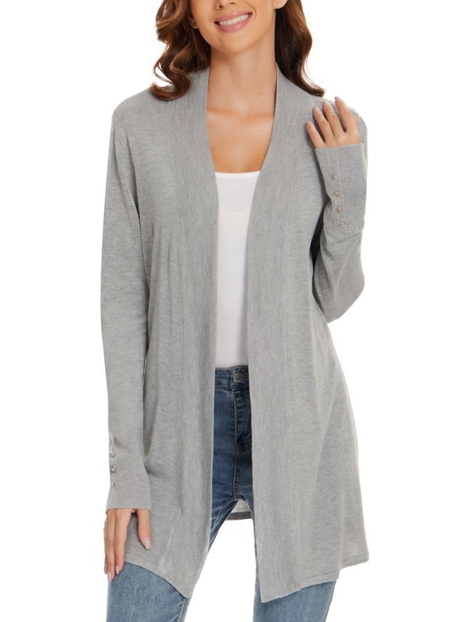 ROW 8 ROW Cardigan for Women Dressy Casual Long Sleeve Open Front Knit Cardigan Sweaters Light Grey - Image 1