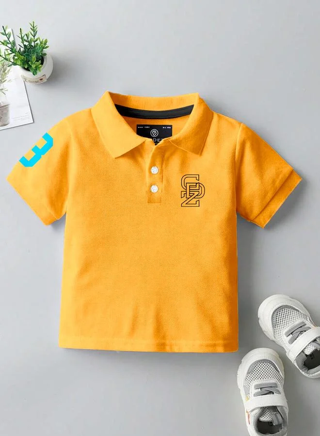 كوديز تيشيرت بولو قطني للأطفال بلون أصفر