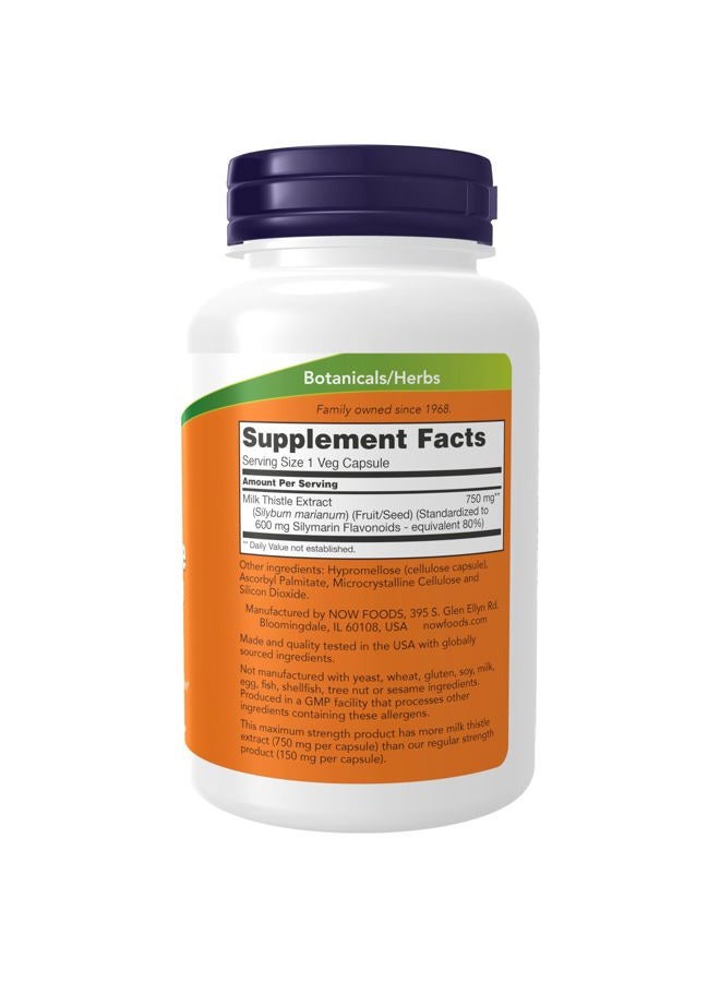 now Foods Milk Thistle Extract 750 mg Silymarin (600 mg), Maximum Strength - 90 Veg Capsules - Image 2