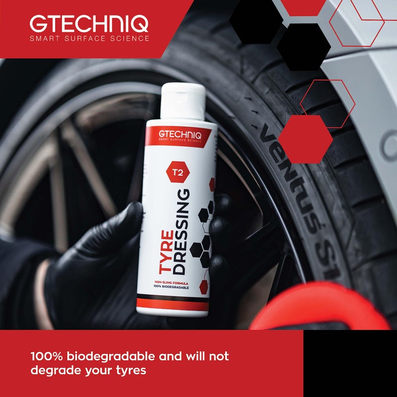Gtechniq T2 Tire Dressing for Car Tire Shine. 8.5 fl oz | Repels Water, Dirt and Grime, Restores Tire Black Finish, Long Lasting Protection and Shine, Quick and Easy Wipe-On-Wipe-Off Application - Image 5