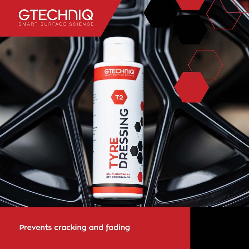 Gtechniq T2 Tire Dressing for Car Tire Shine. 8.5 fl oz | Repels Water, Dirt and Grime, Restores Tire Black Finish, Long Lasting Protection and Shine, Quick and Easy Wipe-On-Wipe-Off Application - Image 4
