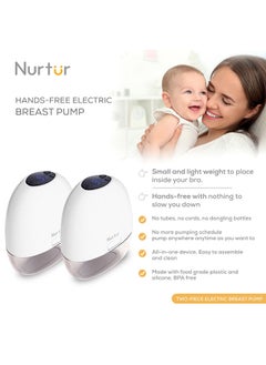 Nurtur Electric Breast Pump Hands Free Wearable & Portable  Wireless Breast Pump Hand Free LCD Display Small & Light weight White 140ml Pack of 2  - Image 2