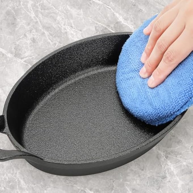 Unity Cast Iron Fajita Skillet Set 24Cm X 17Cm Sizzling Plate With Wooden Base Small Oval Casserole Dishes Cast Iron Pizza Baking Steak Pan For Stove Oven Grill - Image 5