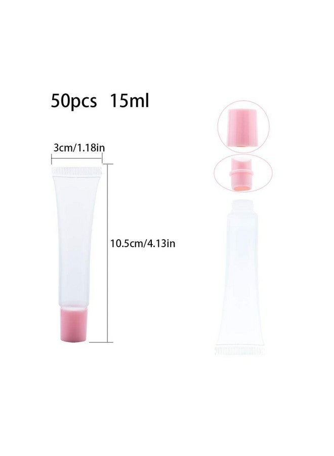 AJLTPA 50Pcs 15Ml Lip Gloss Squeeze Tubes Light Pink Lip Gloss Containers Empty Refillable Soft Clear Tubes For Diy Lipgloss Balm Cosmetic (Light Pink) - Image 3