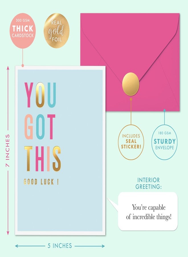 Sweetzer & Orange You Got This Greeting Card – 5”x7 Gold Foil Encouragement Card with Envelope & Seal – Motivational Congratulations Card for New Job Promotion Graduation & Life Milestones - Image 2