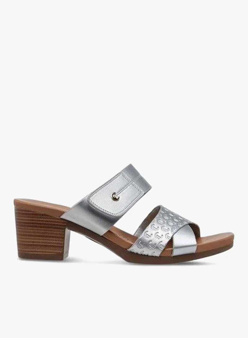 Le Confort Women's Textured Slip-On Sandals with Block Heels Ramadan Collection