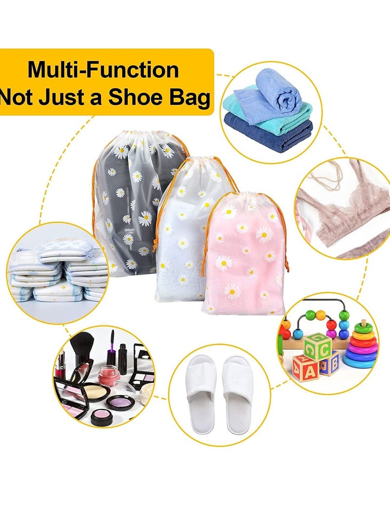 SYOSI Travel Shoe Bags, Waterproof Drawstring Storage Bags, Reusable Space Saver Storage Bag for Toys Shoe Clothes Towel 3 Sizes 15Pcs - Image 4