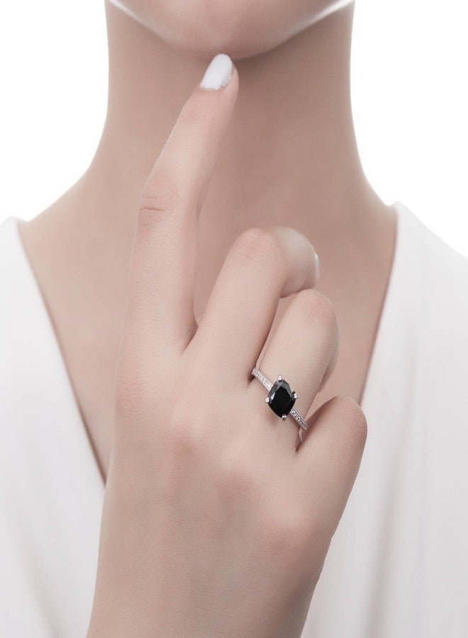 BERRICLE Sterling Silver Solitaire Rings for Women, 3 Carat Black Cushion Cut Cubic Zirconia CZ Ring - Image 5
