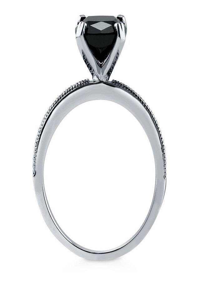 BERRICLE Sterling Silver Solitaire Rings for Women, 3 Carat Black Cushion Cut Cubic Zirconia CZ Ring - Image 4